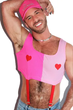 Aphrodite Rib Knit Garter Crop Racerback Tank- Pink