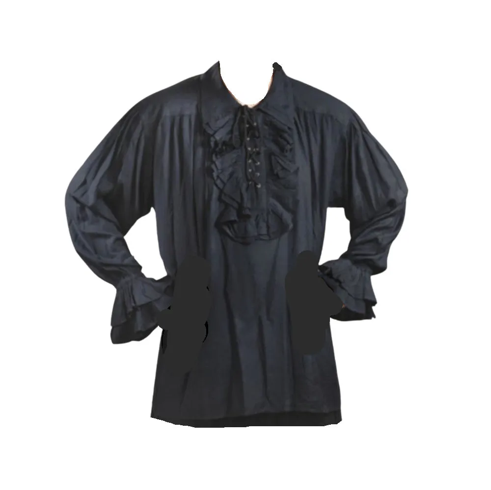 Black Ruffle Front Men's Shirt