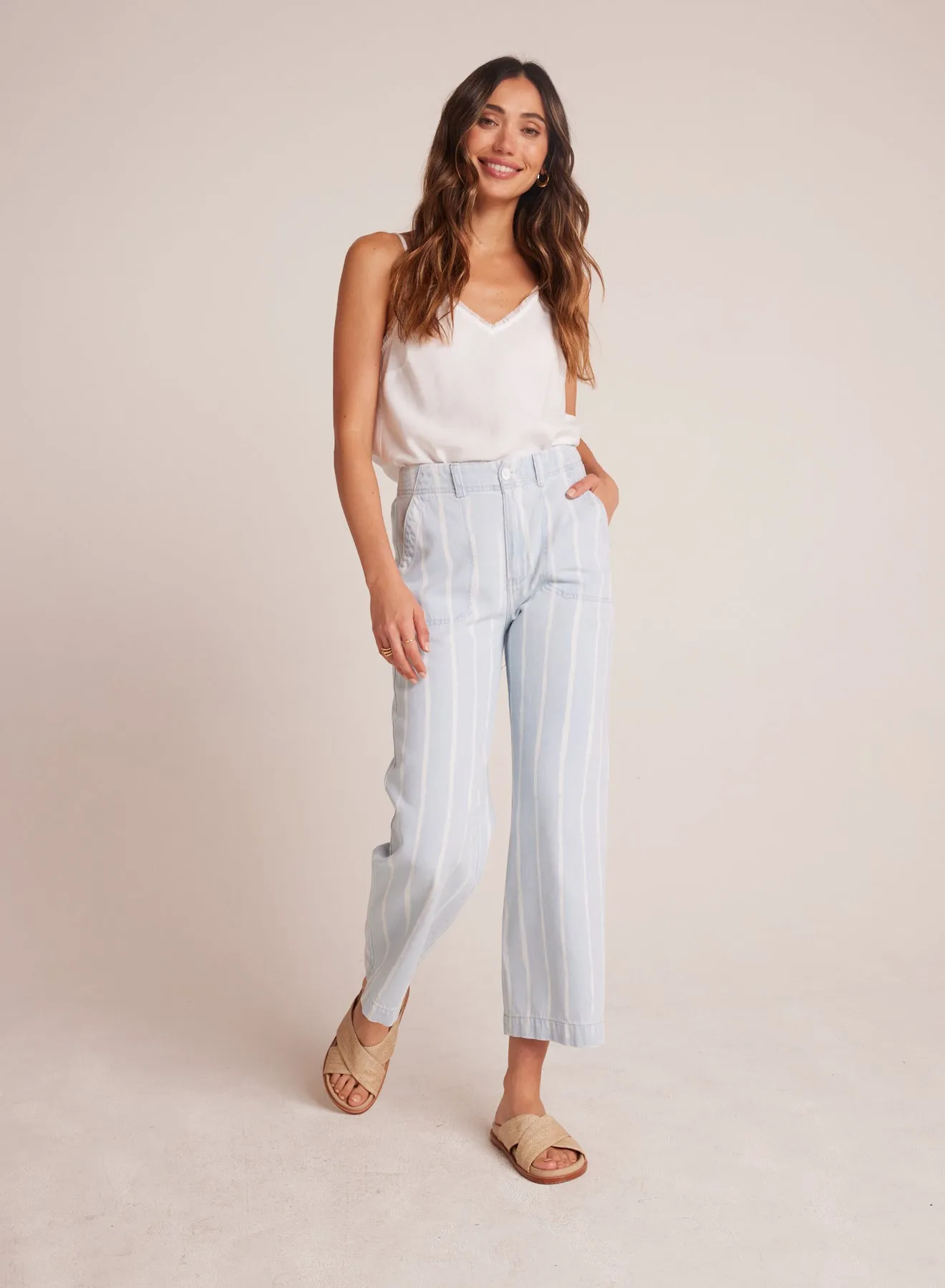 Blakely Utility Wide Leg Crop - Bleach Stripe Wash