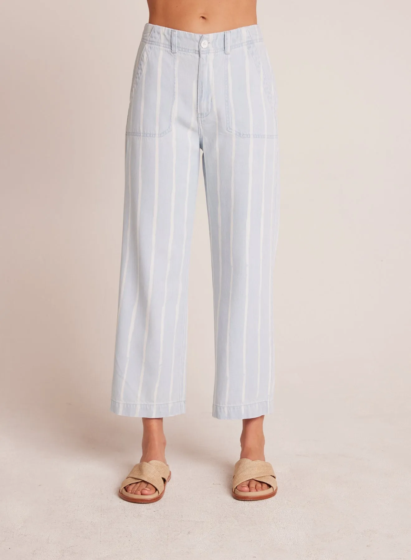 Blakely Utility Wide Leg Crop - Bleach Stripe Wash