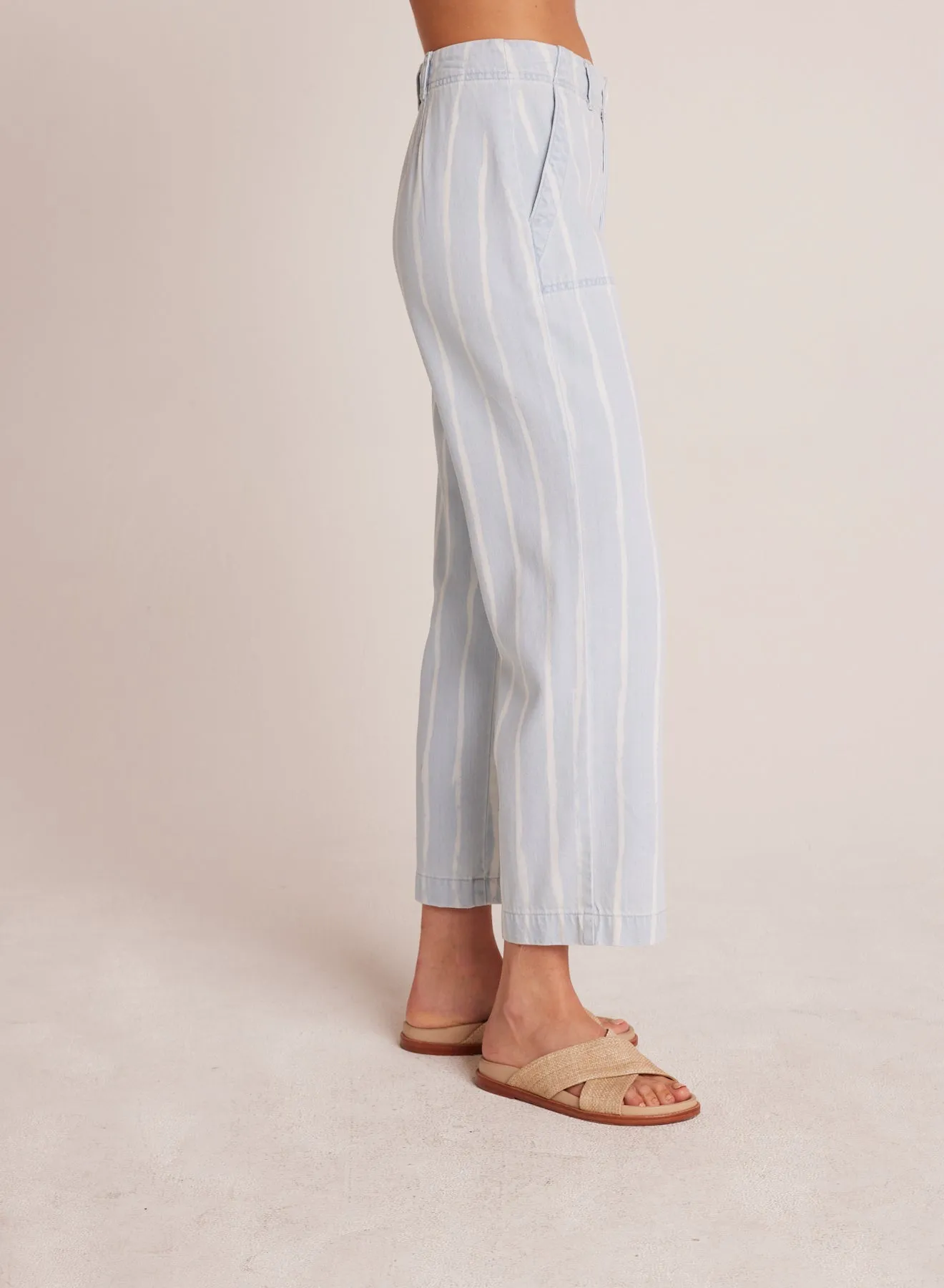 Blakely Utility Wide Leg Crop - Bleach Stripe Wash