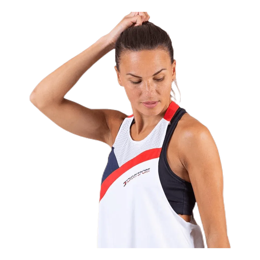 Blocked High Neck Tank Logo White