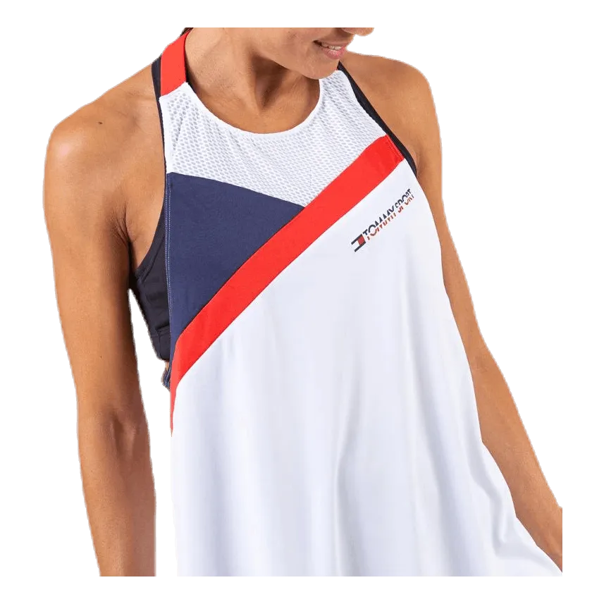 Blocked High Neck Tank Logo White
