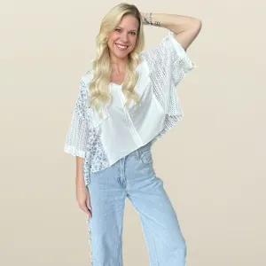 Bohemian Breeze Crochet Sleeve Top
