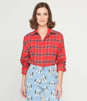 Cakeworthy Minnie Mouse Bow Red Plaid Unisex Flannel