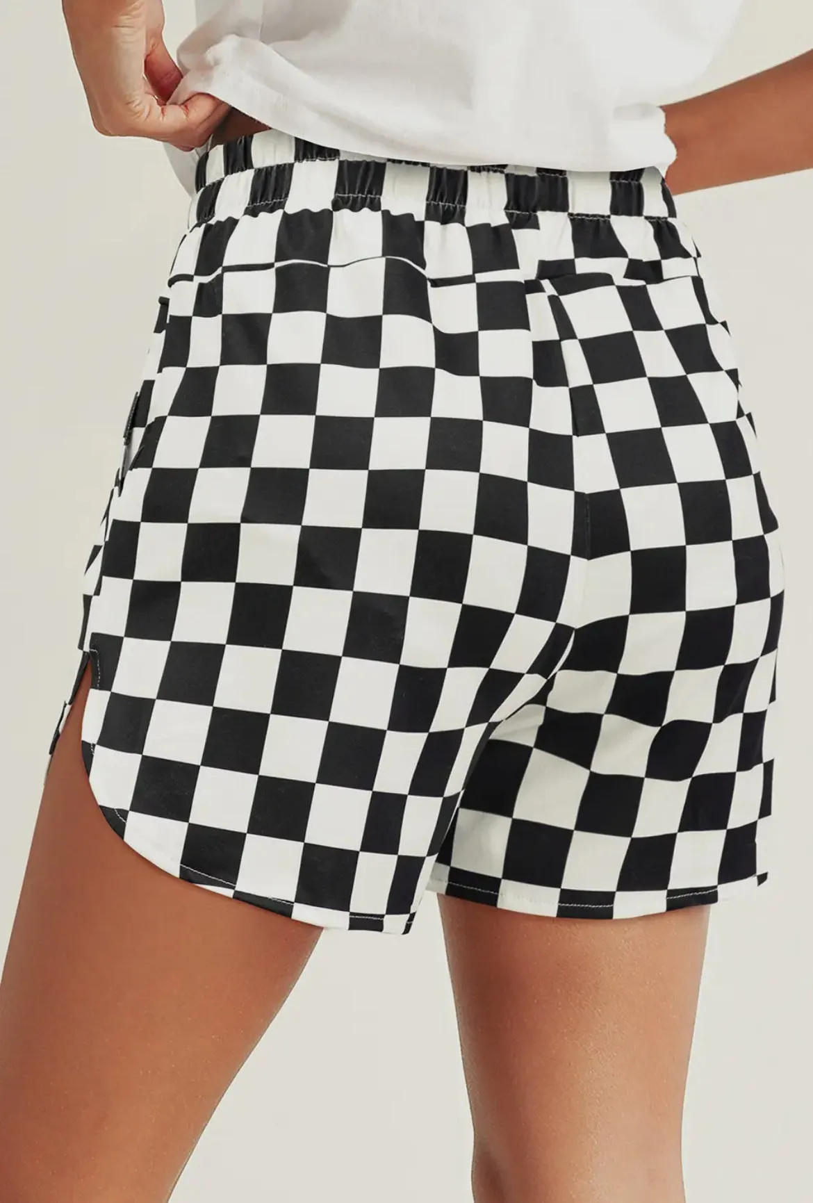 Checkered Print High Waisted Shorts
