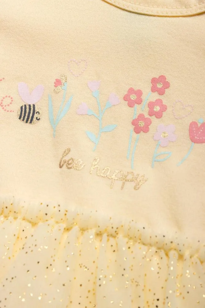 Flower Styled Occasion Dress Yellow