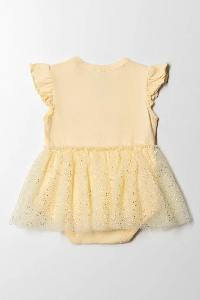 Flower Styled Occasion Dress Yellow