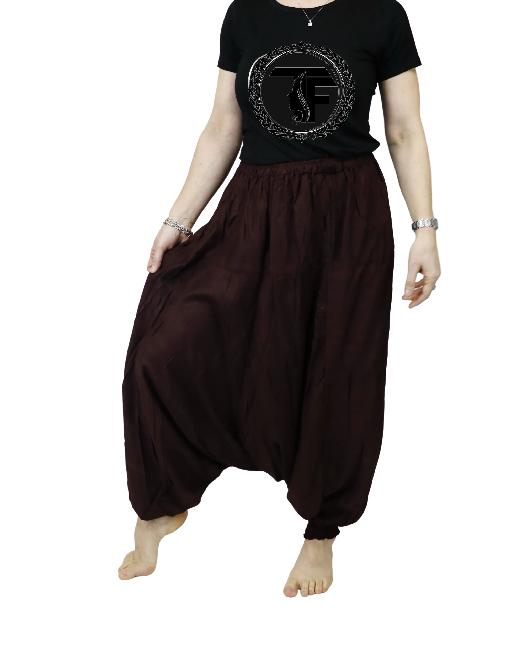 Harem Pants Unisex Yoga Comfy Loungewear Gypsy Boho Baggy Pants Unisex Solid Color