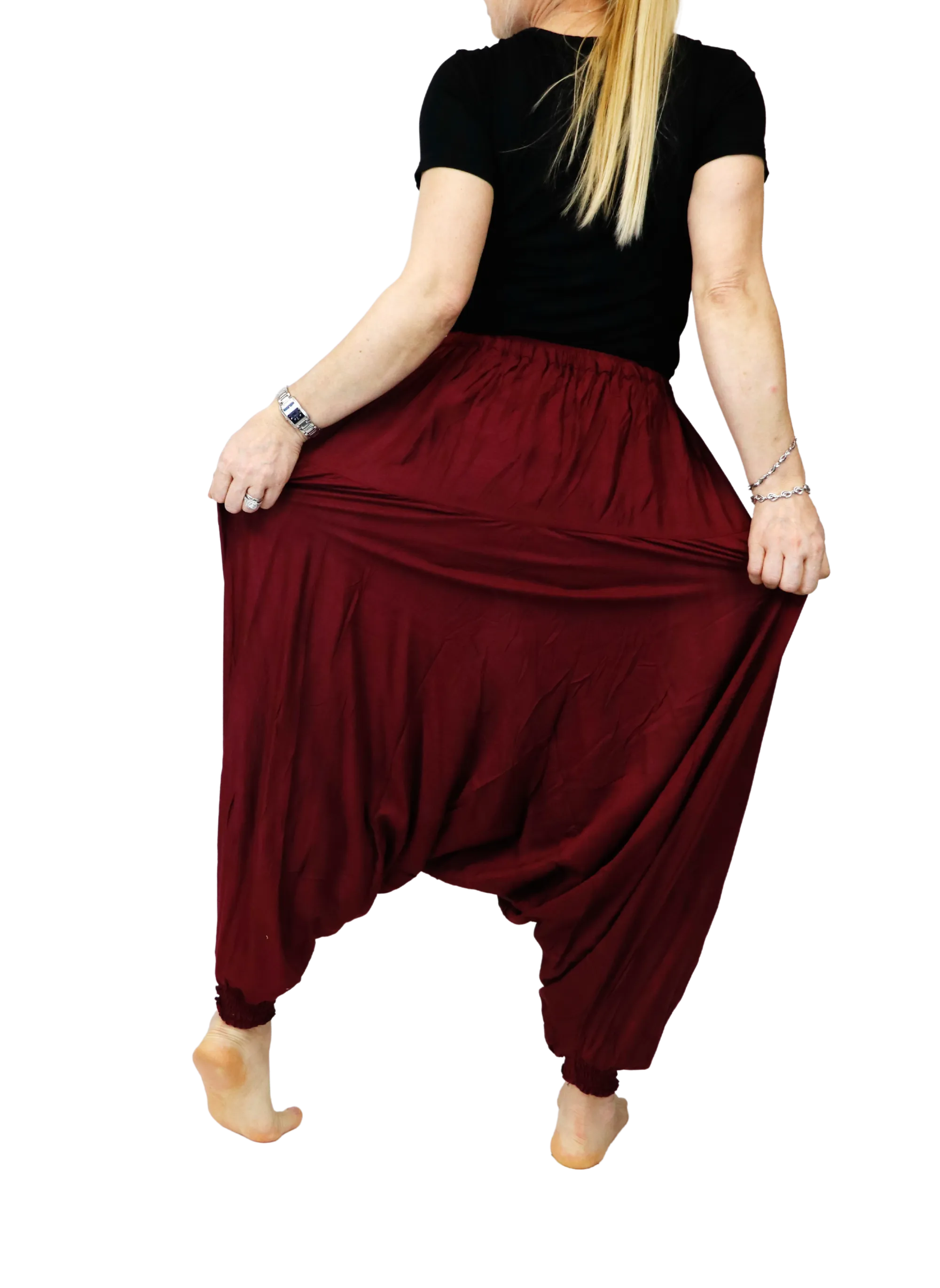 Harem Pants Unisex Yoga Comfy Loungewear Gypsy Boho Baggy Pants Unisex Solid Color