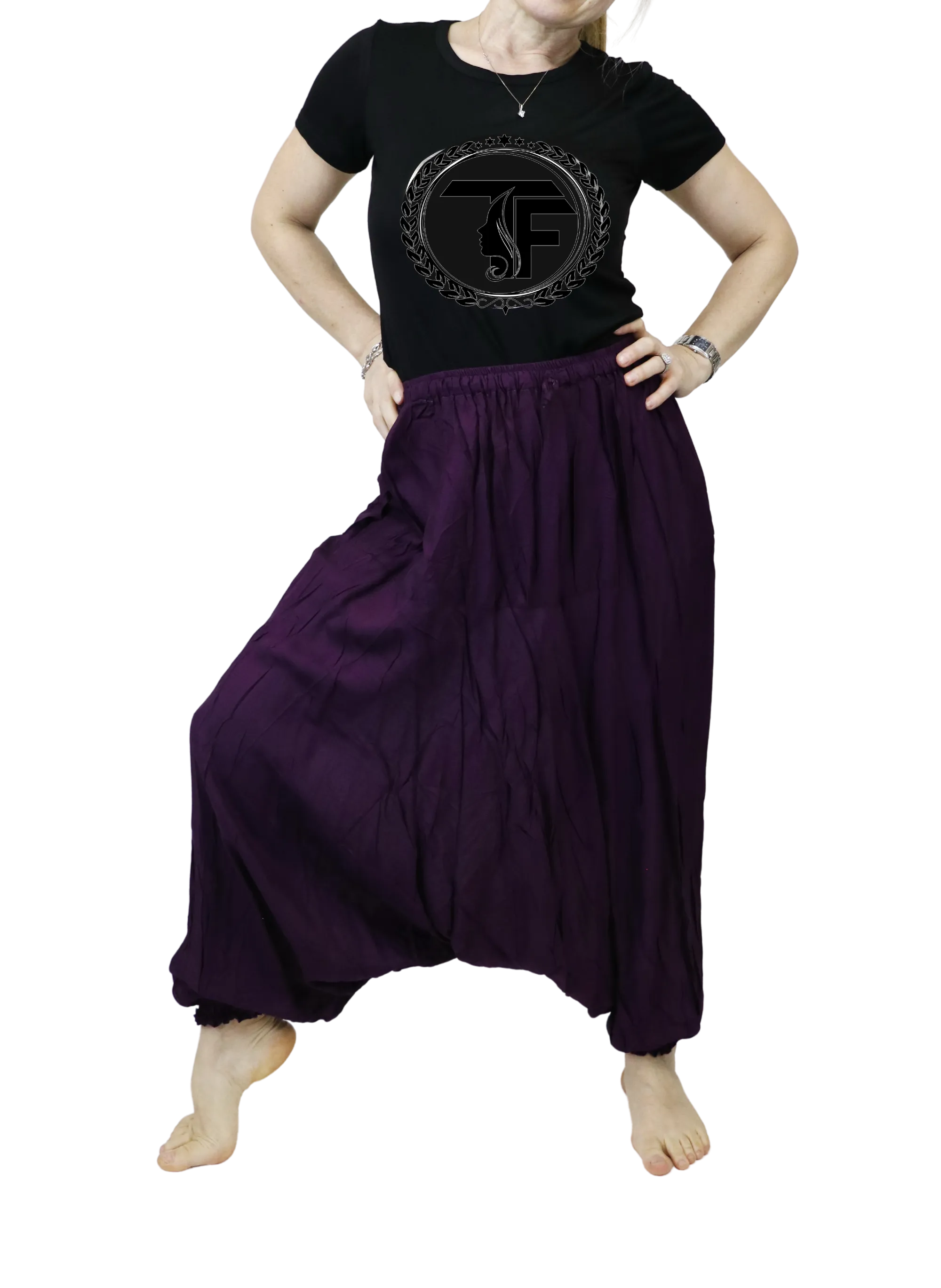 Harem Pants Unisex Yoga Comfy Loungewear Gypsy Boho Baggy Pants Unisex Solid Color