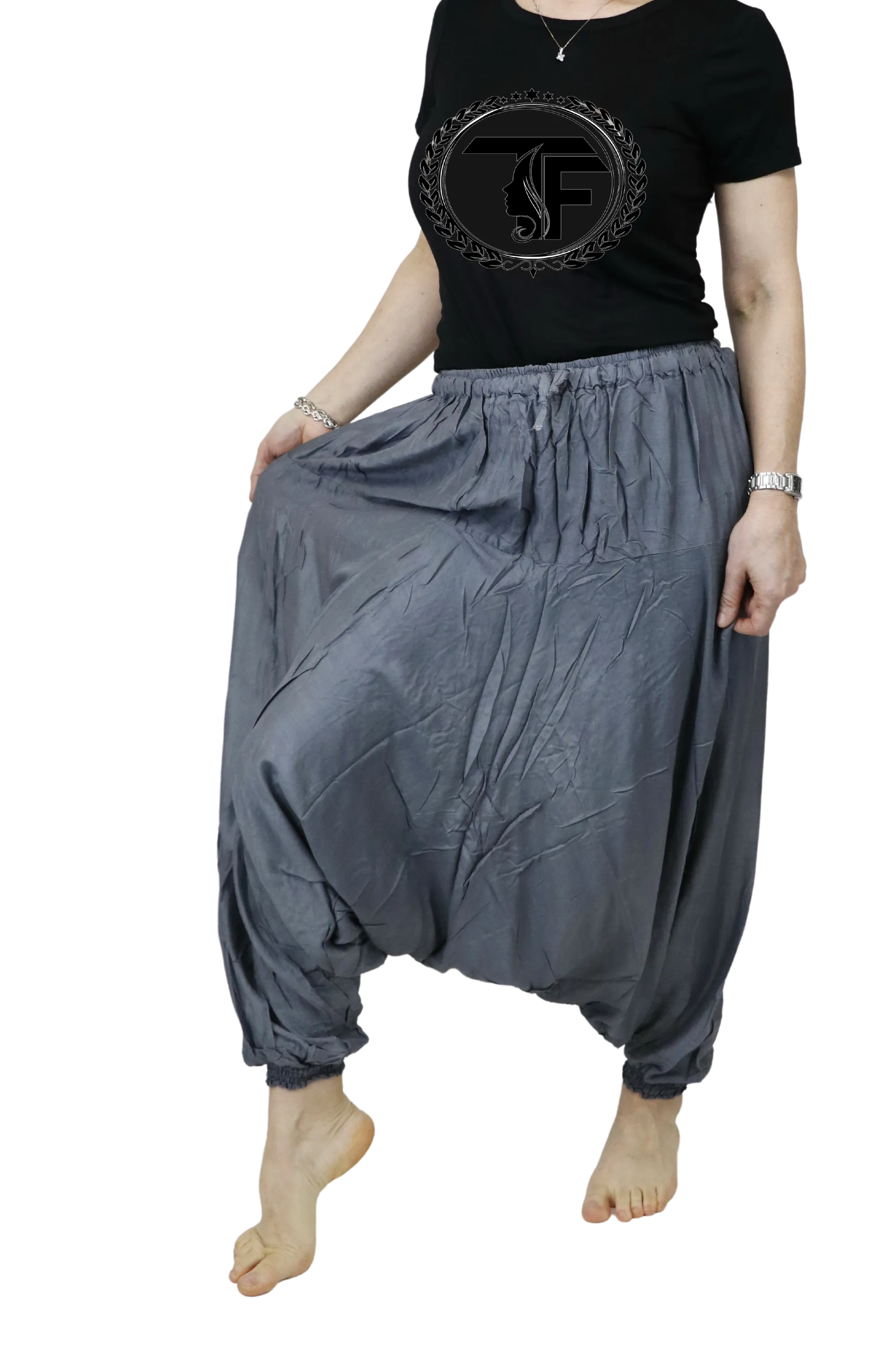 Harem Pants Unisex Yoga Comfy Loungewear Gypsy Boho Baggy Pants Unisex Solid Color