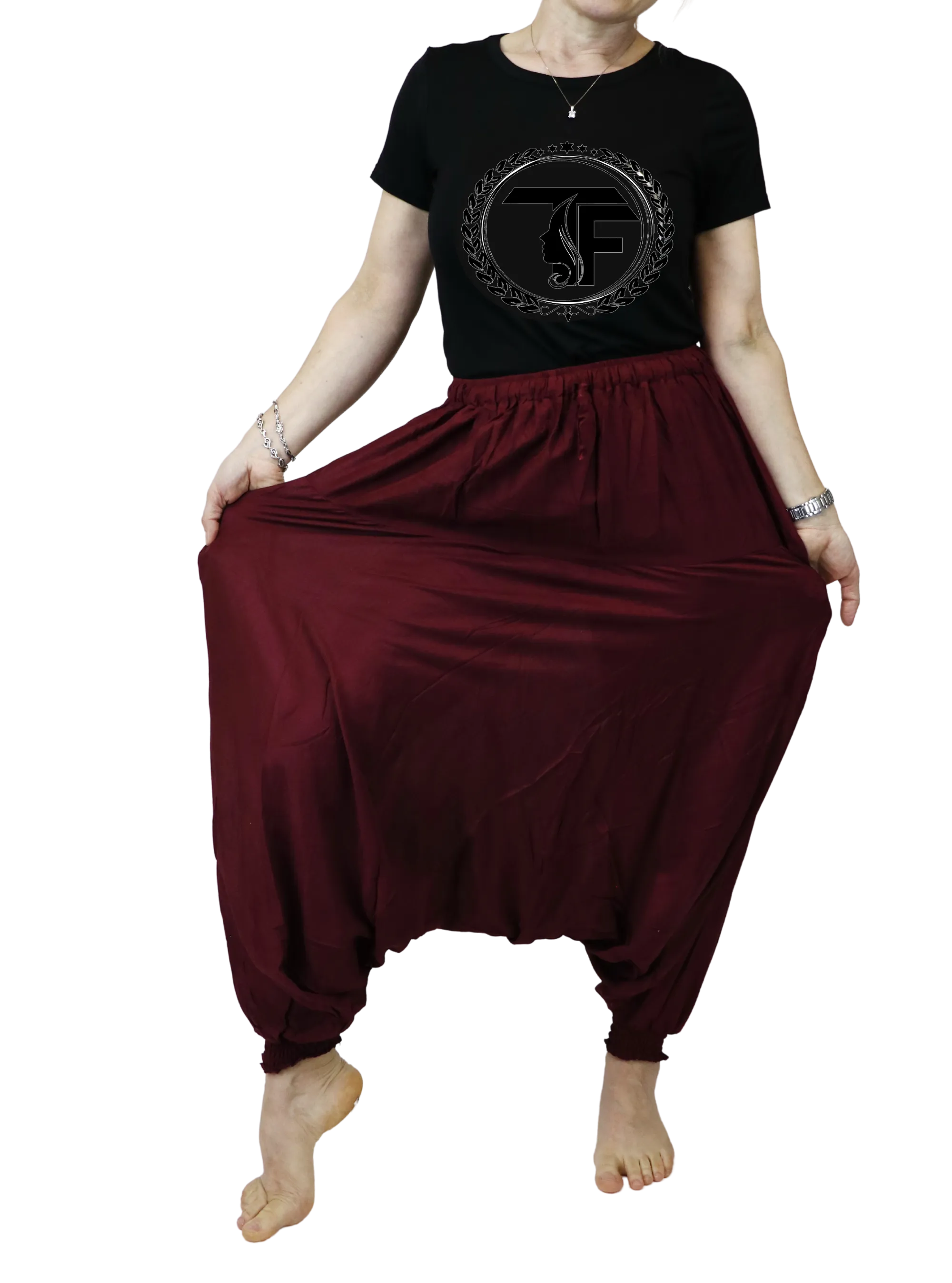 Harem Pants Unisex Yoga Comfy Loungewear Gypsy Boho Baggy Pants Unisex Solid Color