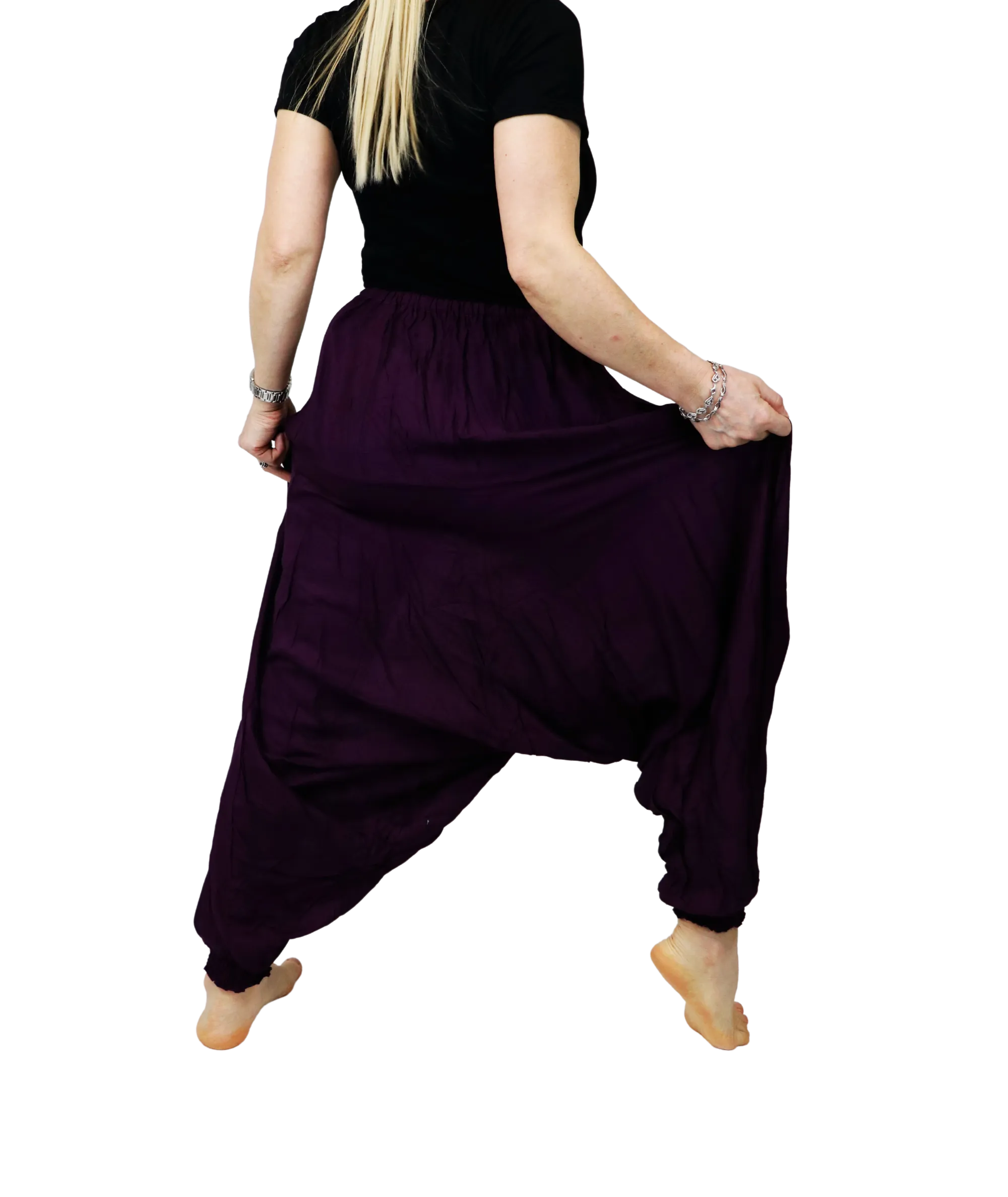 Harem Pants Unisex Yoga Comfy Loungewear Gypsy Boho Baggy Pants Unisex Solid Color