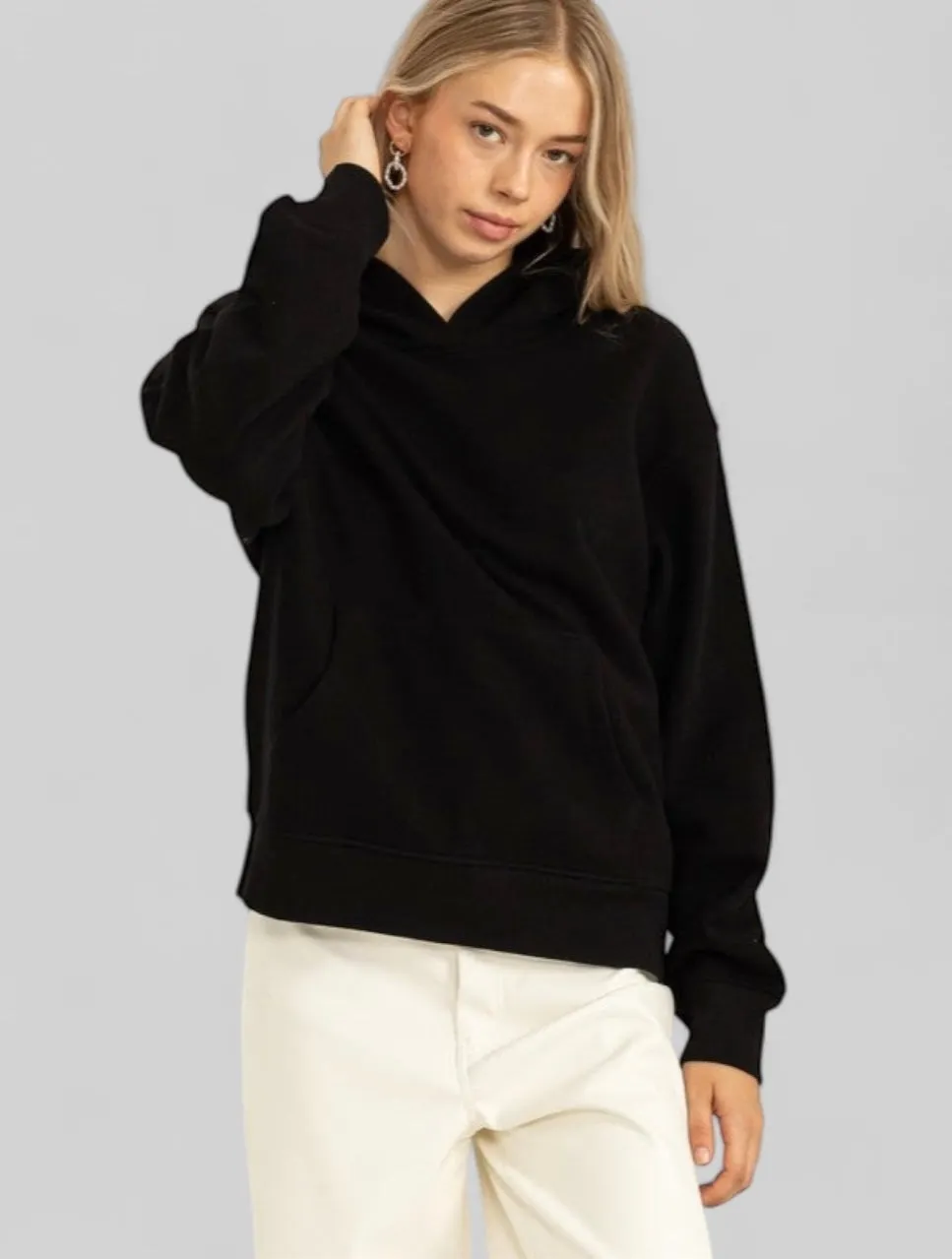 Hyfve Black Drop Shoulder Front Pocket Hoodie