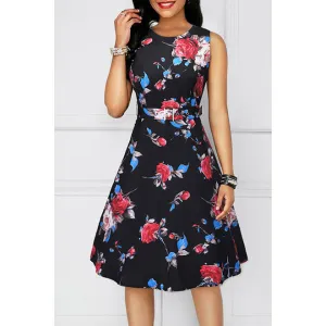 Ketty More Women Round Neck Floral Printed Halter Dress-KMWDC6082