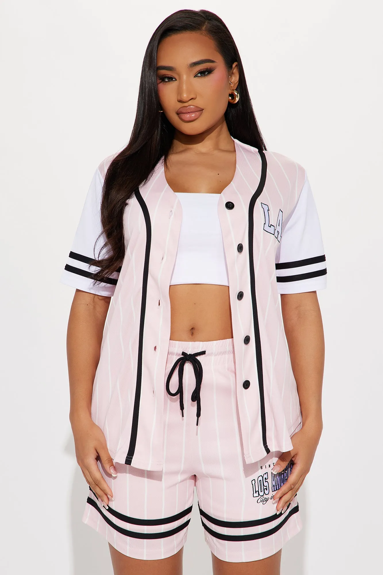LA City Jersey Short Set - Pink/combo