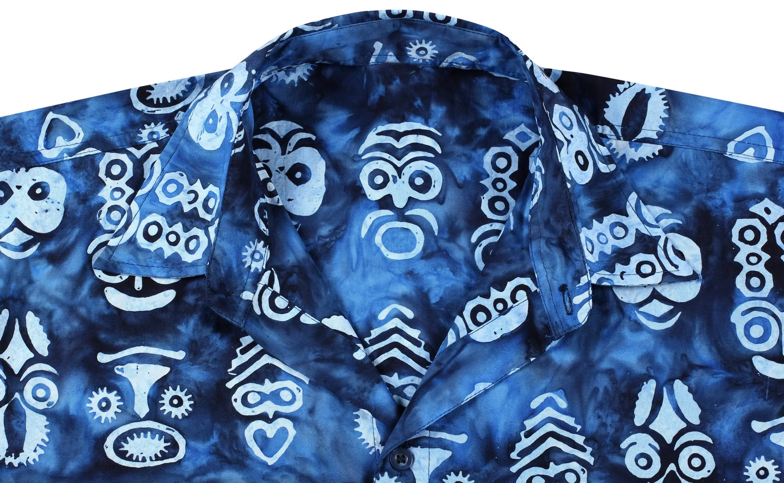 LA LEELA Men's Wear Summer Everyday Essentials  Casual  Shirt 100% NATURAL COTTON Tropical  Aloha Shirt  Hand Printed Royal Blue