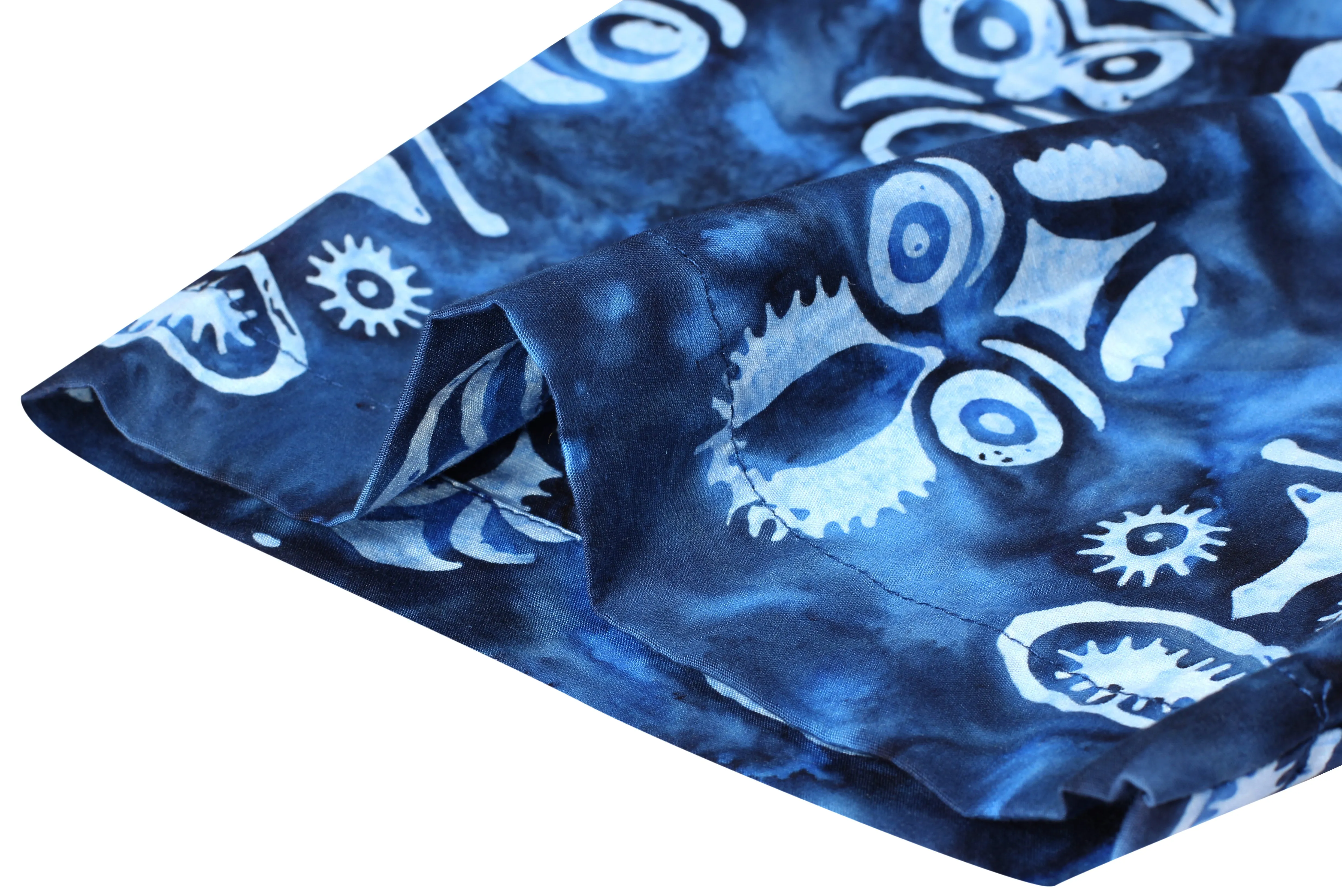 LA LEELA Men's Wear Summer Everyday Essentials  Casual  Shirt 100% NATURAL COTTON Tropical  Aloha Shirt  Hand Printed Royal Blue