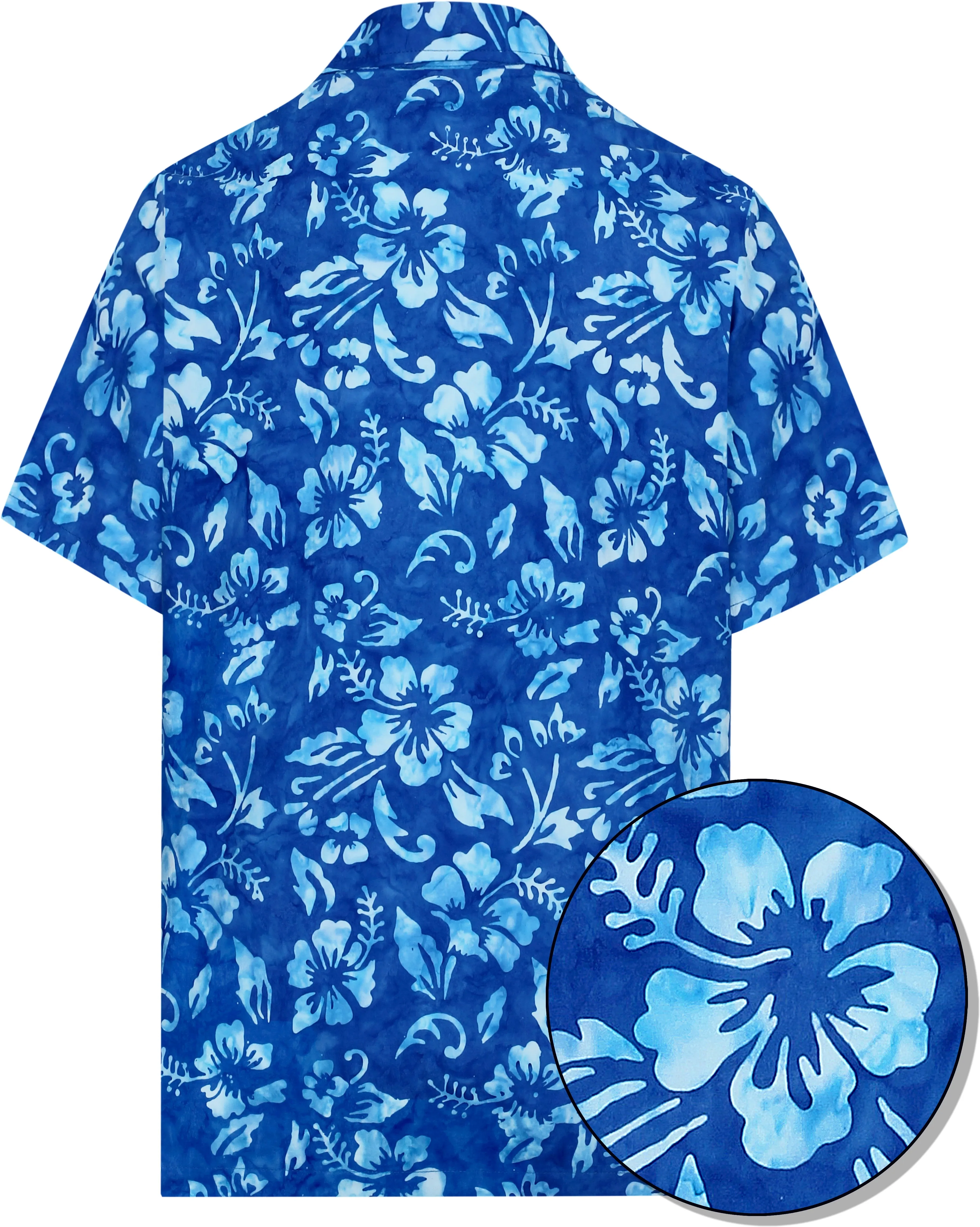 LA LEELA Men's Wear Summer Everyday Essentials Holiday Casual  Shirt 100% NATURAL COTTON  Floral Printed Hawaiian shirt Royal Blue