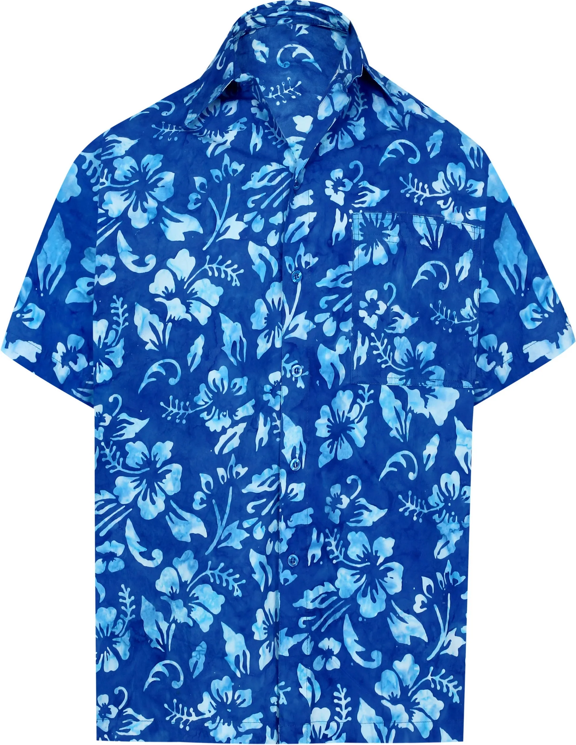 LA LEELA Men's Wear Summer Everyday Essentials Holiday Casual  Shirt 100% NATURAL COTTON  Floral Printed Hawaiian shirt Royal Blue