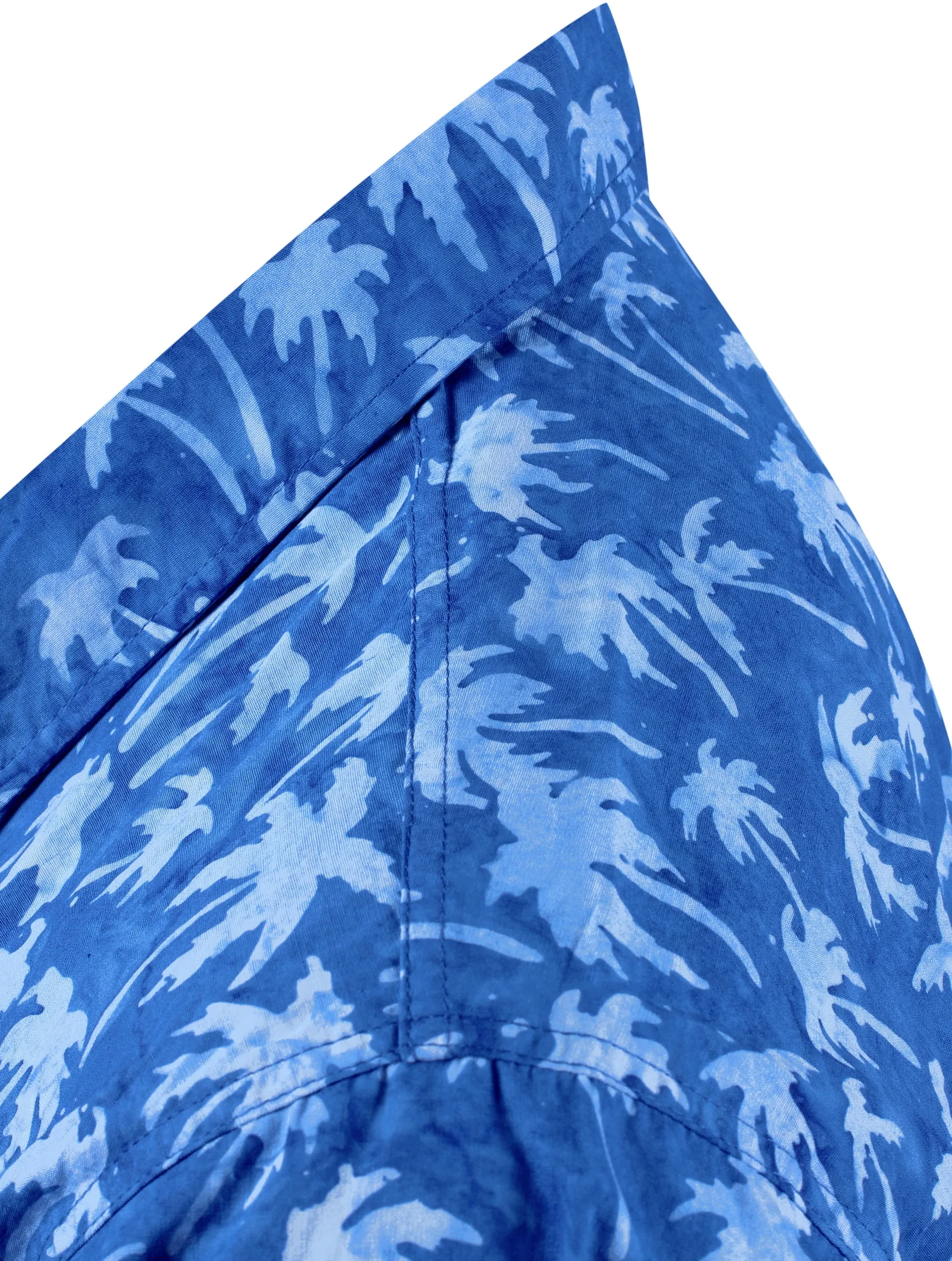 LA LEELA Men's Wear Summer Everyday Essentials Holiday Casual  Shirt 100% NATURAL COTTON  Palm tree hand Printed Royal Blue Hawaiian shirt
