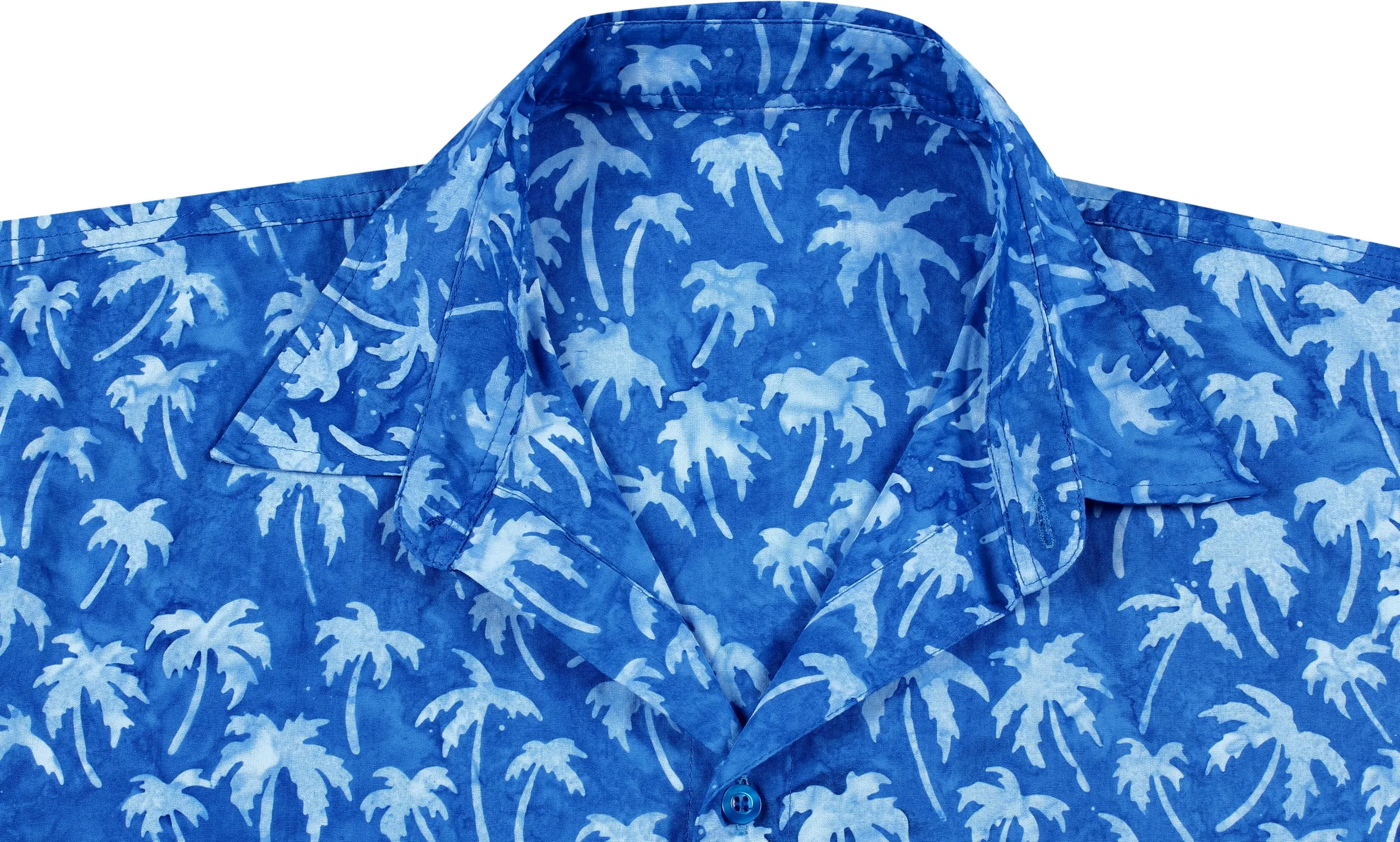 LA LEELA Men's Wear Summer Everyday Essentials Holiday Casual  Shirt 100% NATURAL COTTON  Palm tree hand Printed Royal Blue Hawaiian shirt
