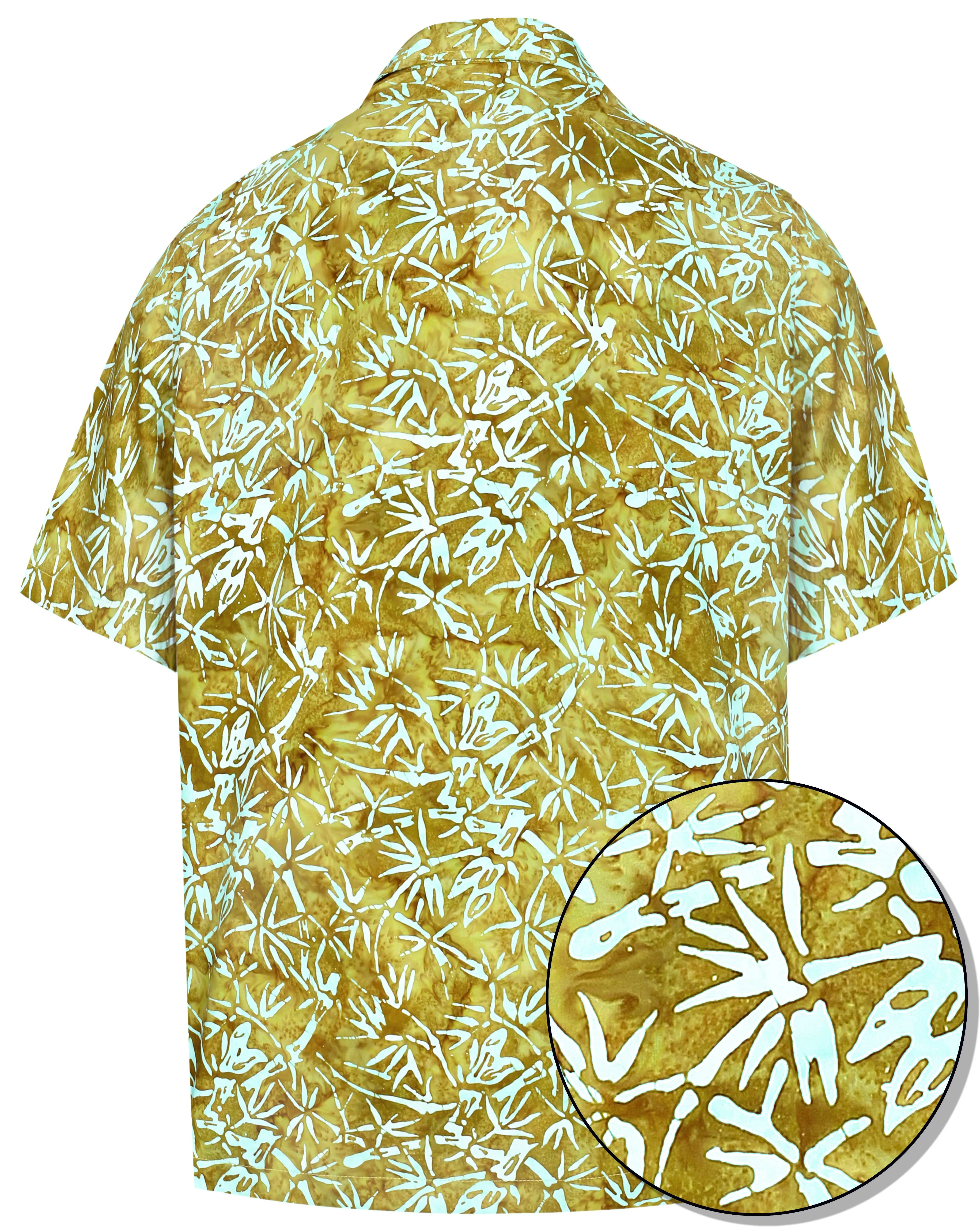 LA LEELA Men's Wear Summer Everyday Essentials Holiday Casual  Shirt 100% NATURAL COTTON  Palm Tree Printed Brown Hawaiian shirt