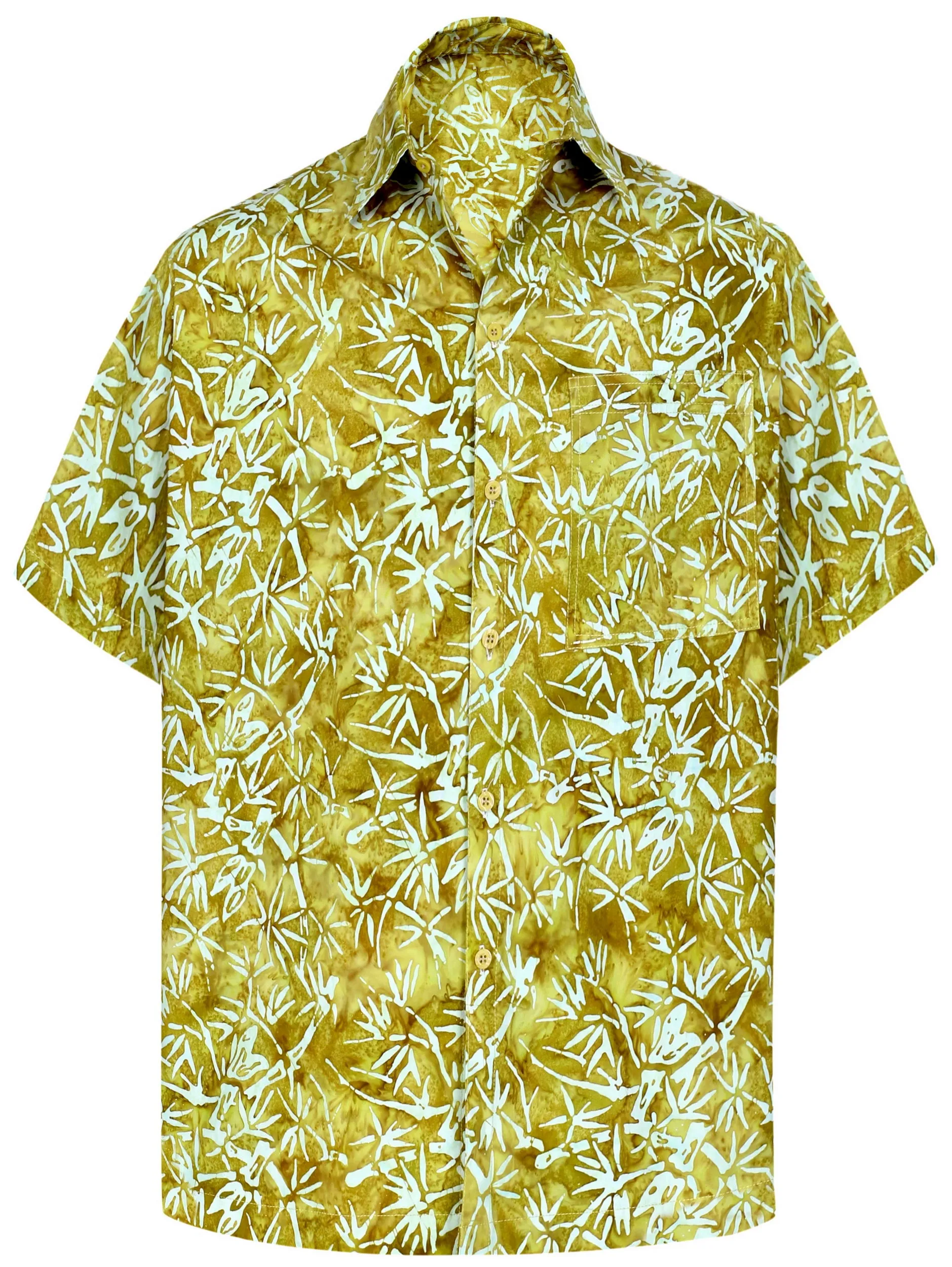 LA LEELA Men's Wear Summer Everyday Essentials Holiday Casual  Shirt 100% NATURAL COTTON  Palm Tree Printed Brown Hawaiian shirt