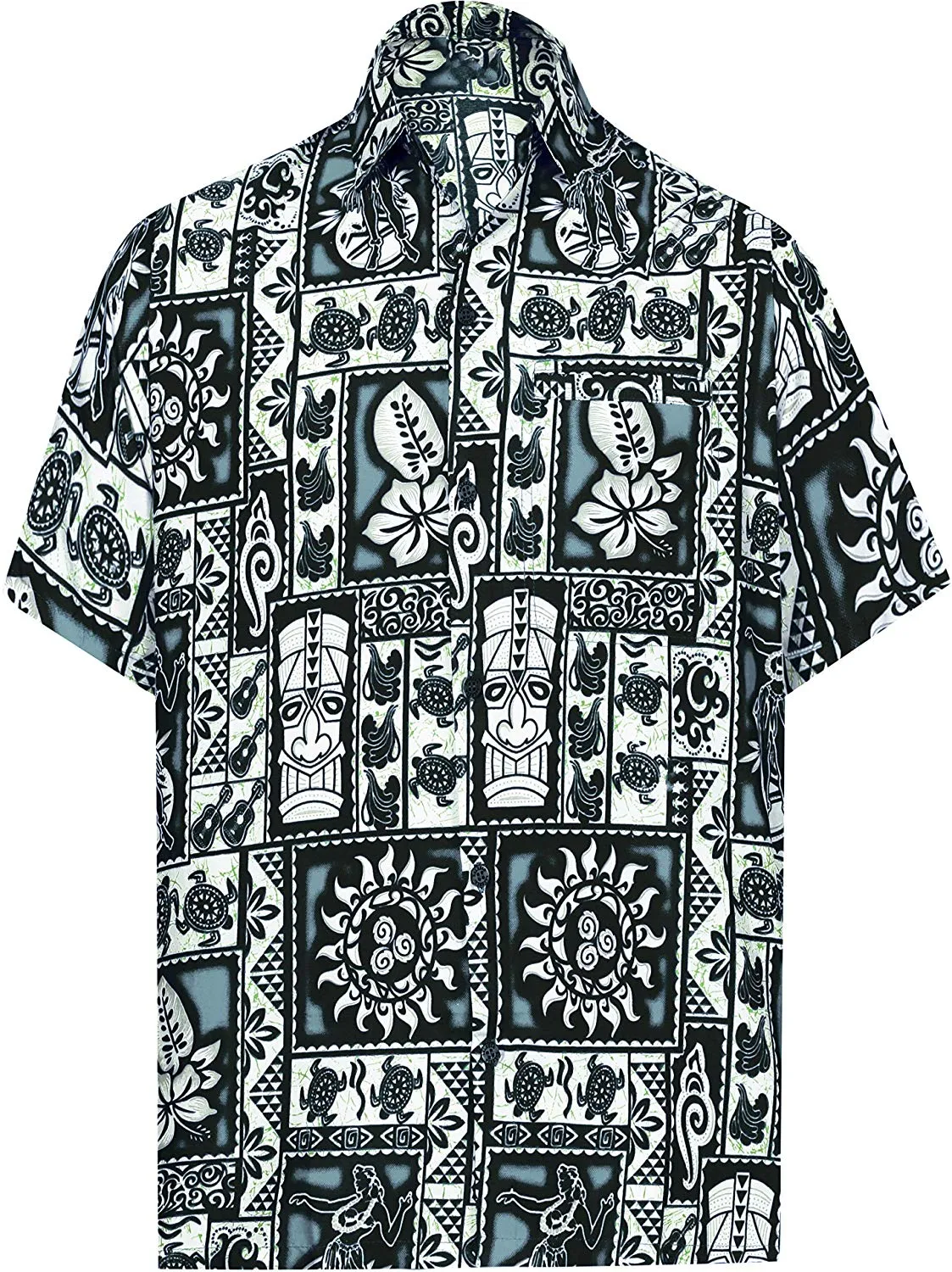 LA LEELA Shirt Casual Button Down Short Sleeve Beach Shirt Men Aloha Pocket 209