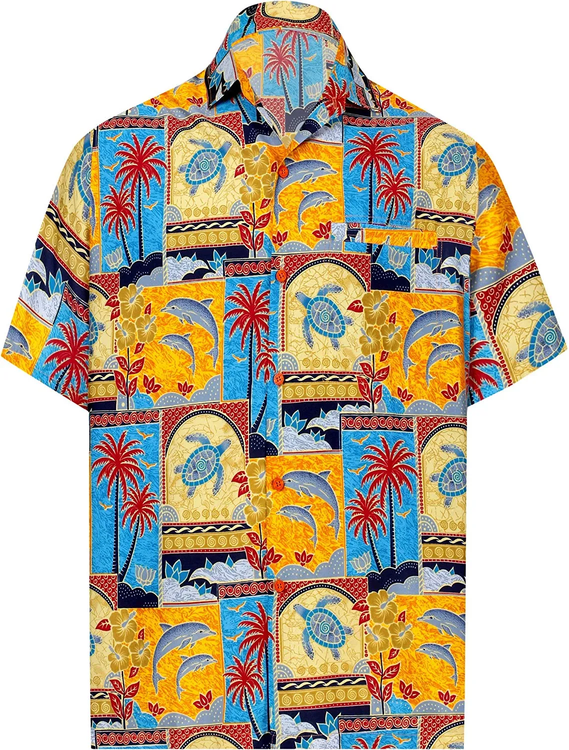 LA LEELA Shirt Casual Button Down Short Sleeve Beach Shirt Men Aloha Pocket 209