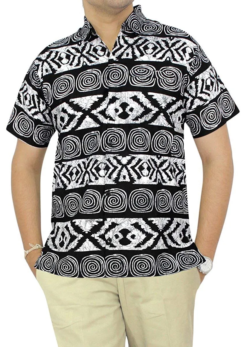 LA LEELA Shirt Casual Button Down Short Sleeve Beach Shirt Men Aloha Pocket 51