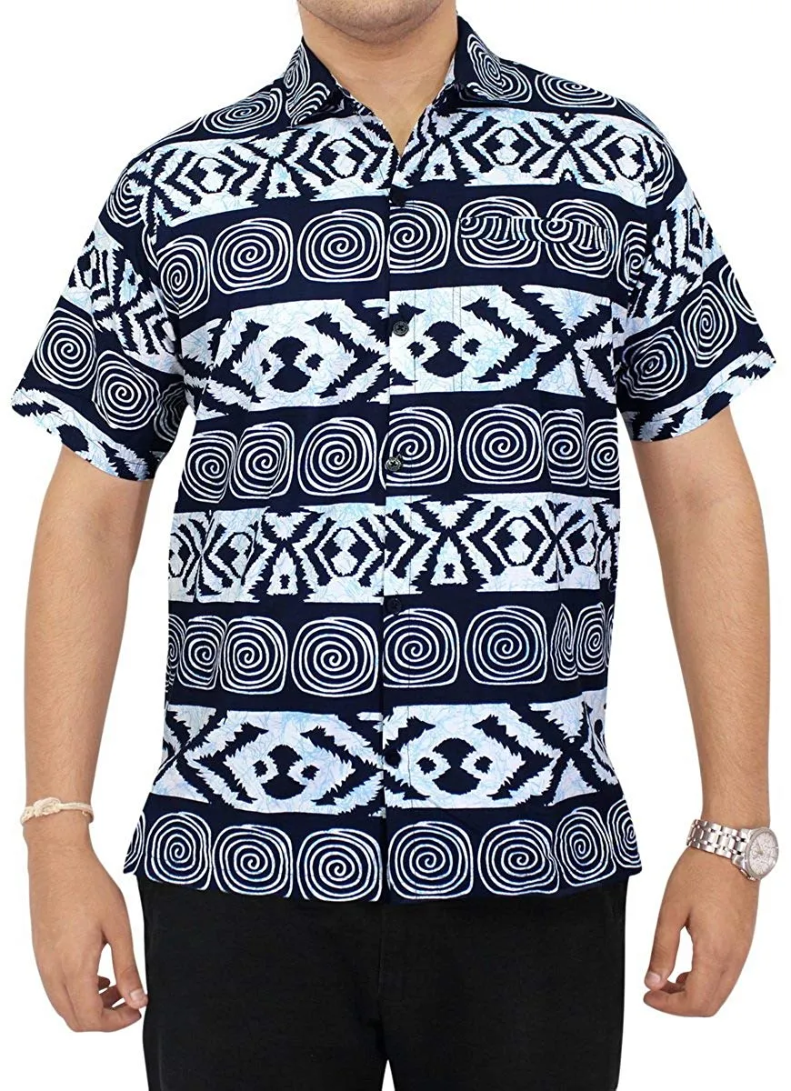 LA LEELA Shirt Casual Button Down Short Sleeve Beach Shirt Men Aloha Pocket 51