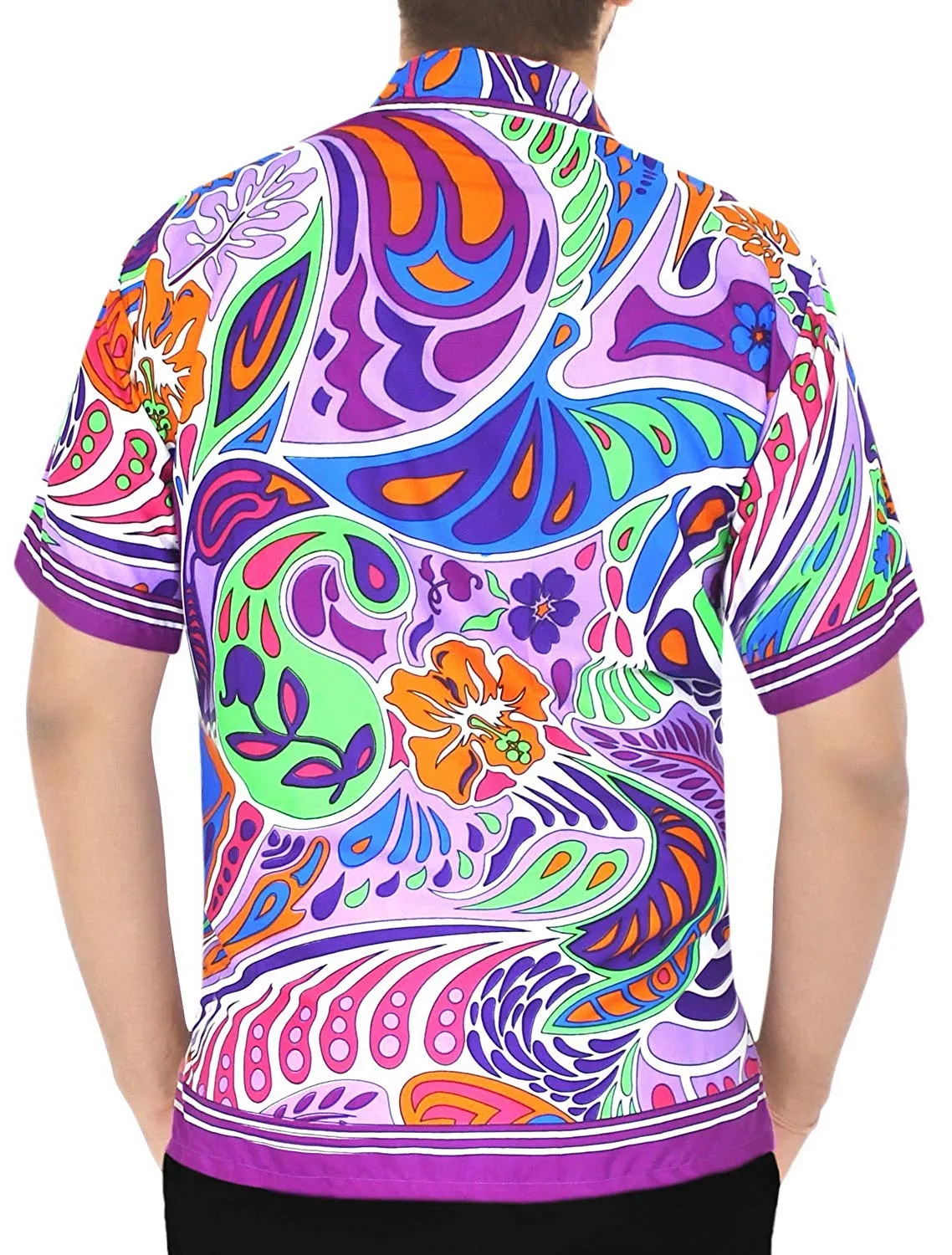LA LEELA Shirt Casual Button Down Short Sleeve Beach Shirt Men Aloha Pocket 66