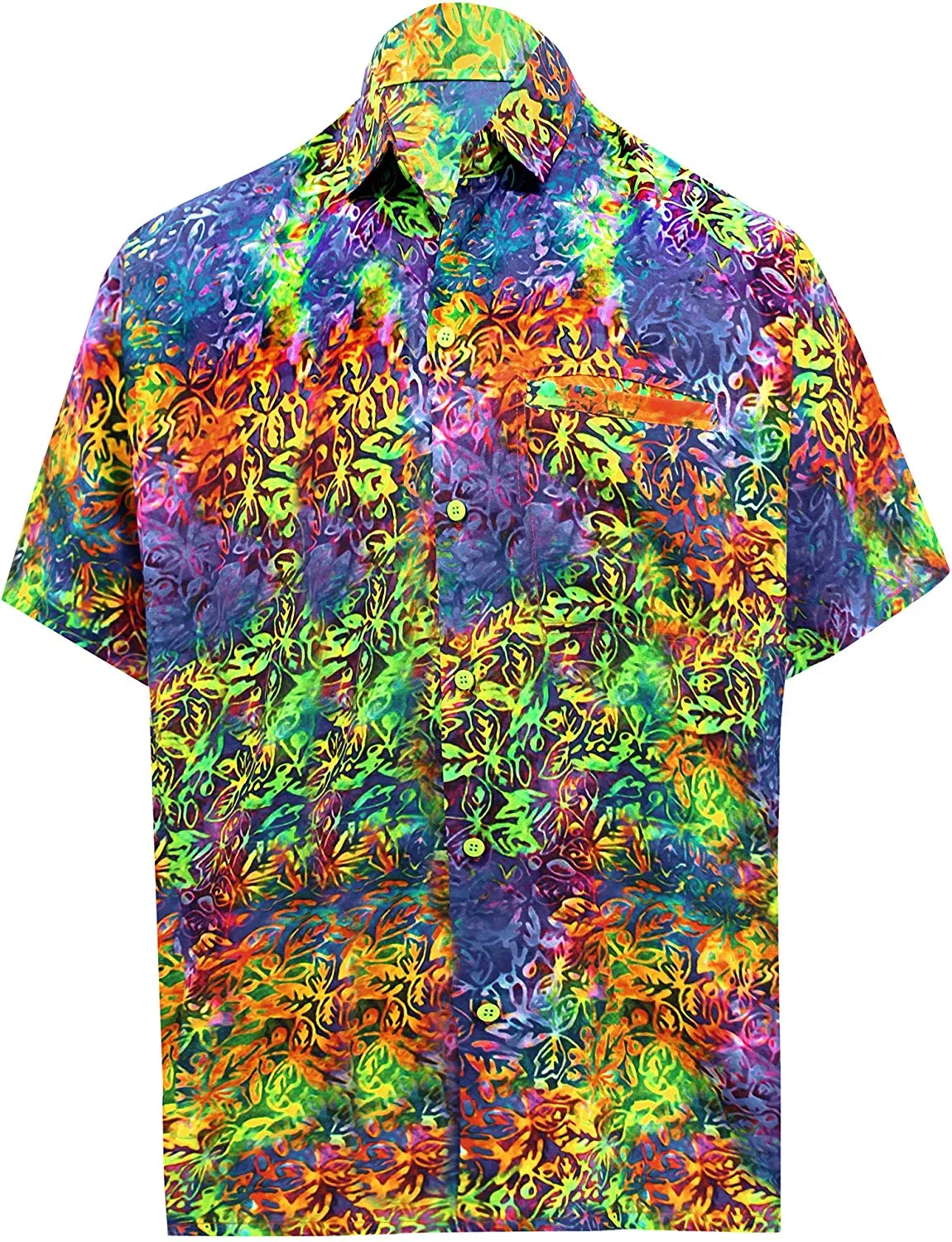 LA LEELA Shirt Casual Button Down Short Sleeve Beach Shirt Men Pocket HD 226 Multicolor