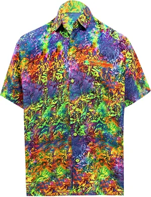 LA LEELA Shirt Casual Button Down Short Sleeve Beach Shirt Men Pocket HD 226 Multicolor