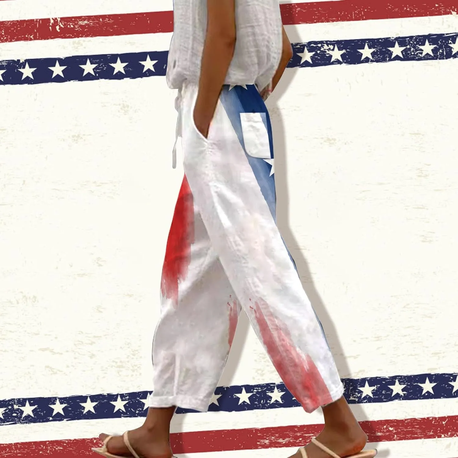LCMTWX Wide Leg Linen Pants for Women 2025 Linen Elastic Seven Pants Beach Casual Pants Linen Capri Pants 2025 Pants with