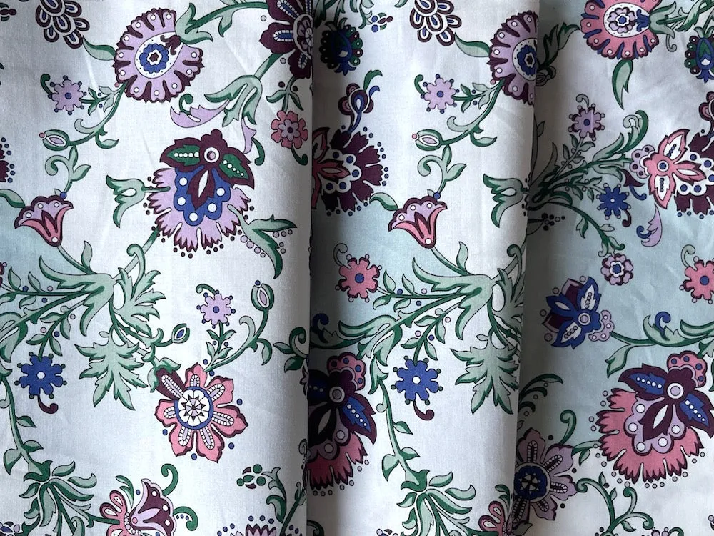 Liberty of London Plum Crewel-Influanced Cotton Poplin (Made in Italy)