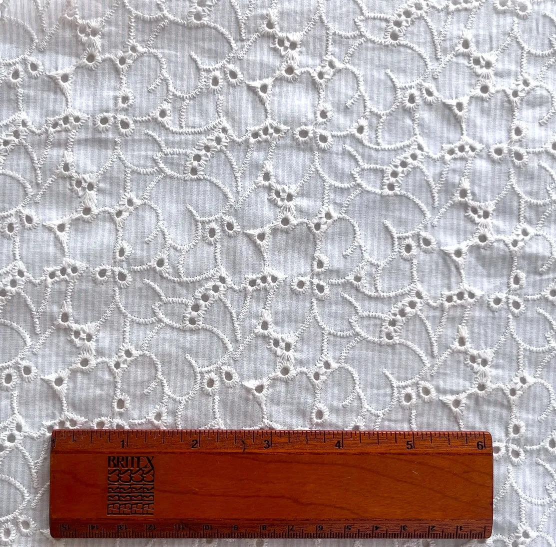 Light-Weight Pale Blue Striped Embroidered Cotton Eyelet (Made in Italy)