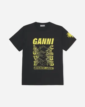 Love Print O-neck Relaxed T-shirt - Phantom