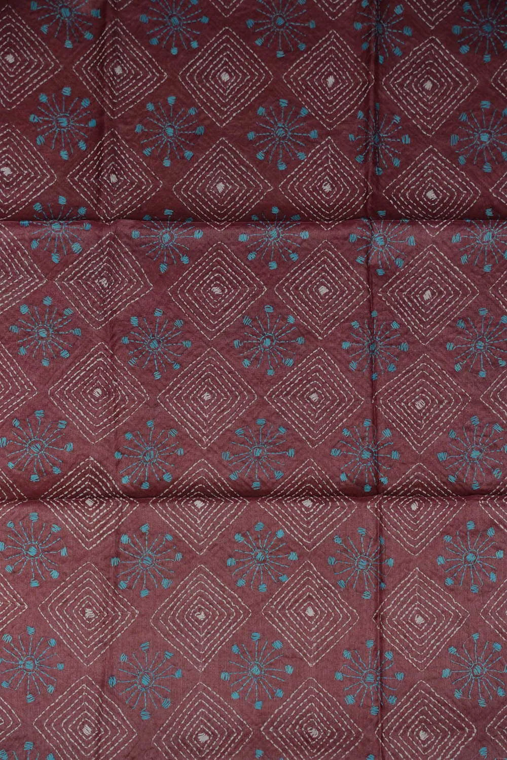 Mauve Maroon Kantha Silk Blouse
