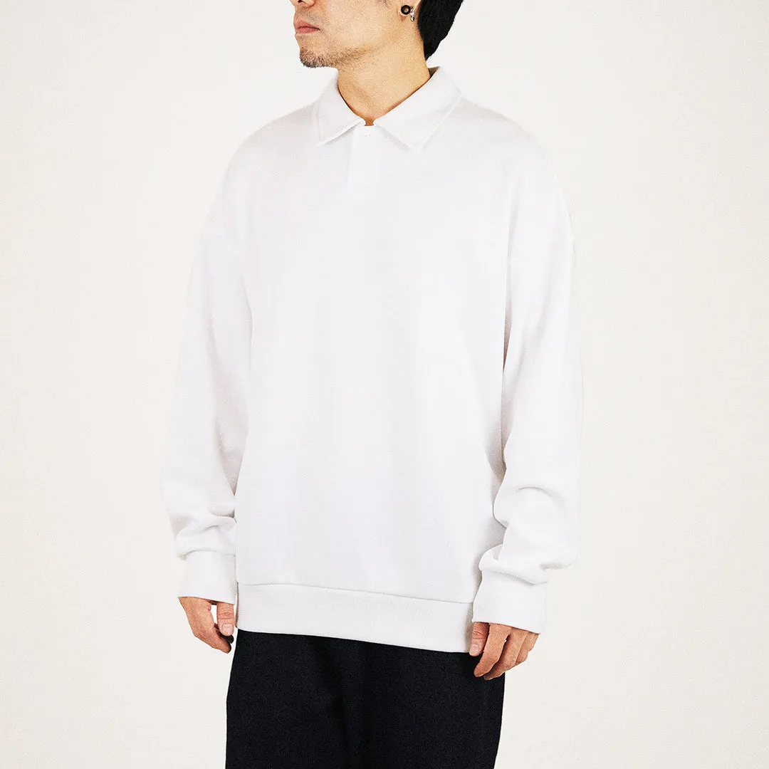 Men Oversized Polo Sweatshirt - Off White - SM2307103A