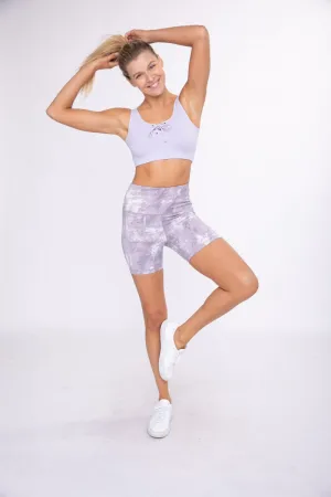 Mono B Concrete High-Waist Active Shorts In Lavender
