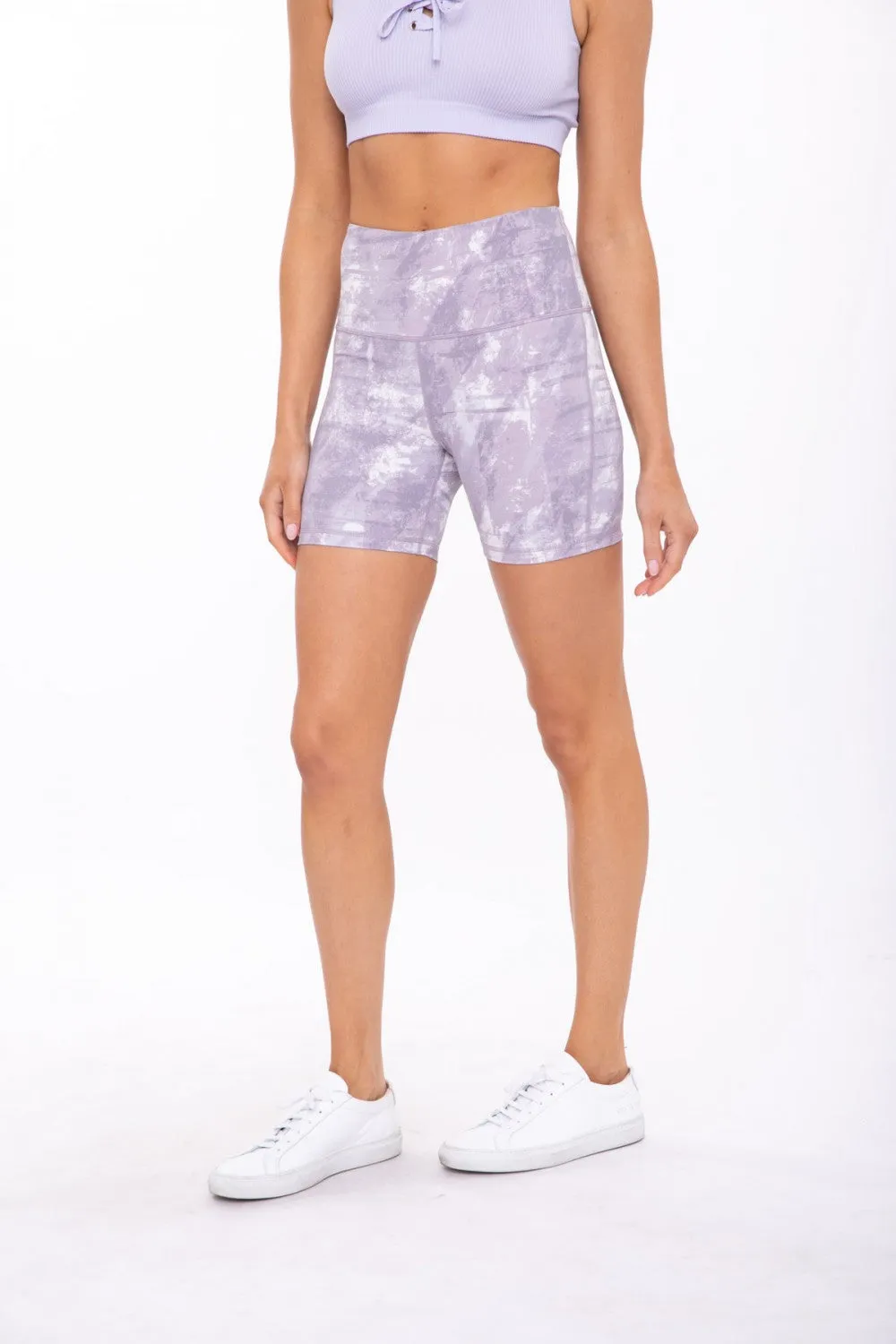 Mono B Concrete High-Waist Active Shorts In Lavender
