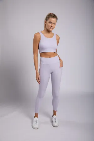 Mono B Lycra-Blend Cut-Out Back Essential Sports Bra In Purple Heather