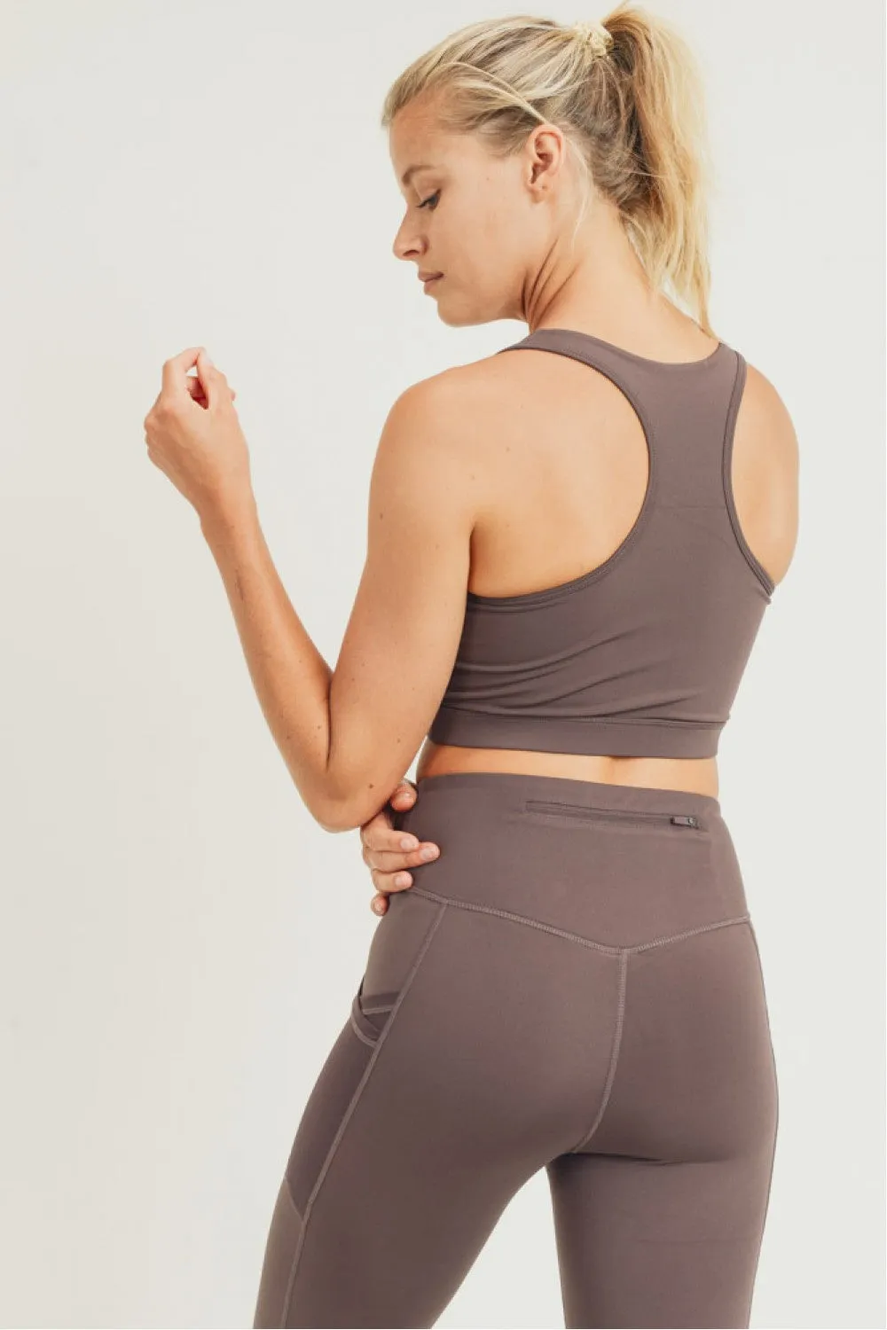Mono B Peppercorn Zip Up Racerback Sports Bra