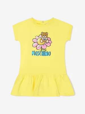 Moschino Baby Girls Teddy Flower Dress in Yellow