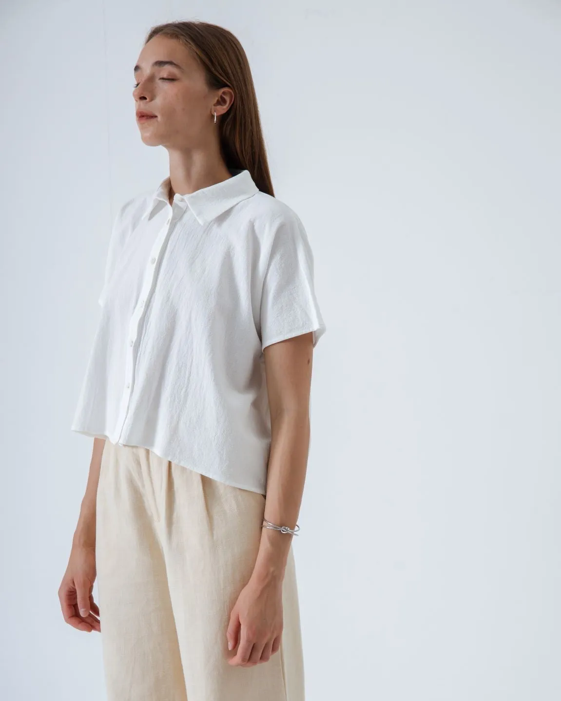 Oversize Boxy Cut Shirt (White)