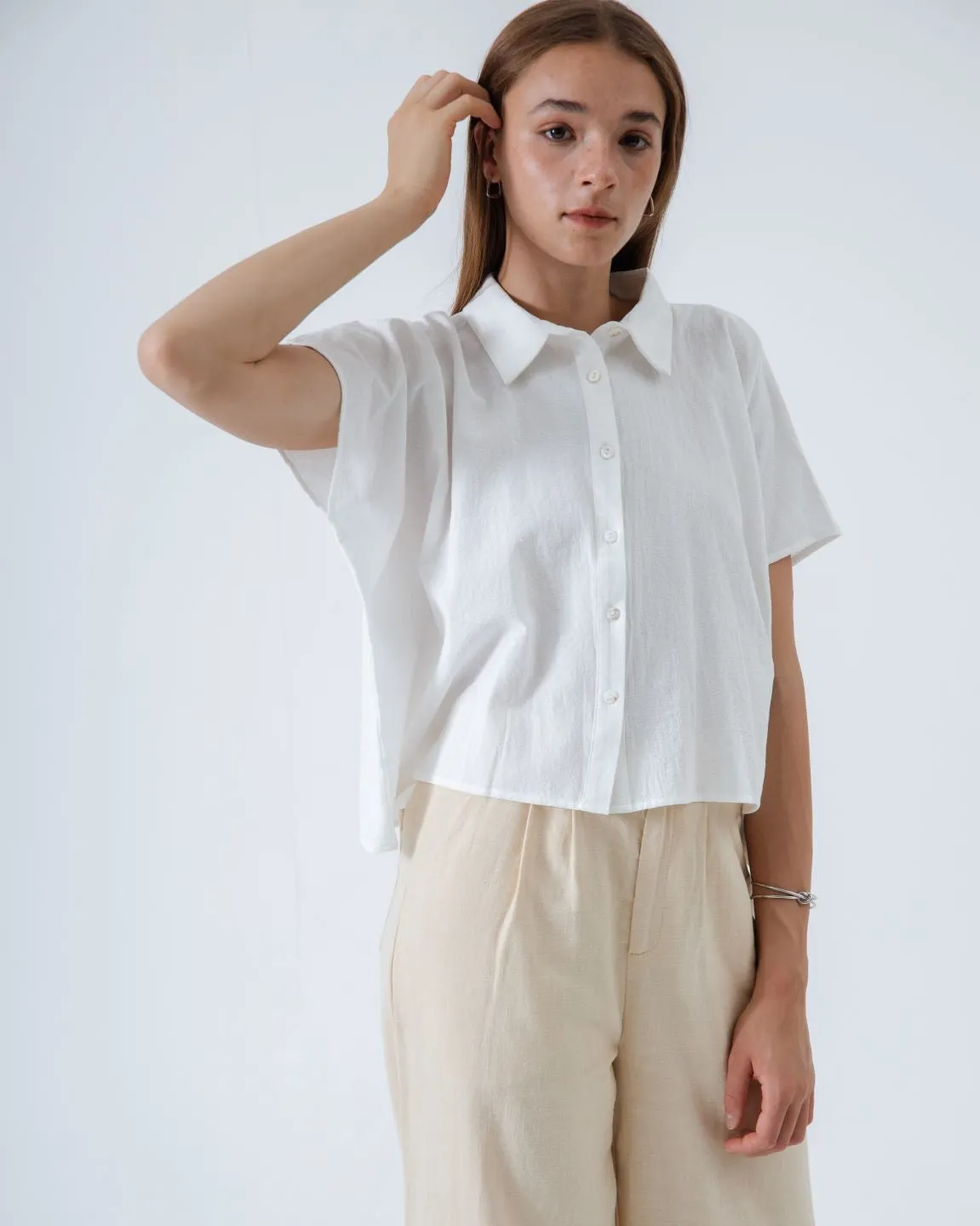 Oversize Boxy Cut Shirt (White)