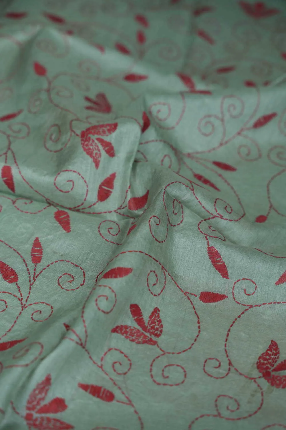 Pale Green Kantha Silk Blouse